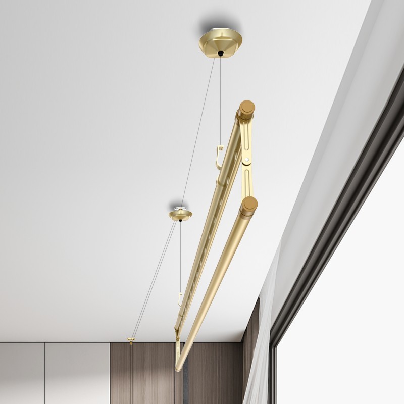 金贵夫人手摇晾衣架家用阳台升降单杆手动晾衣杆T晒衣架被子神器