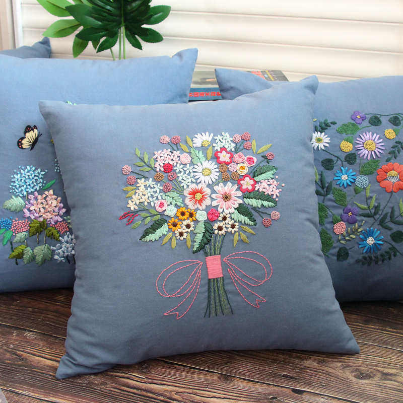 丝带绣抱枕十字绣2025新款立体绣自绣手工刺绣diy材料包布艺靠垫,居家布艺,缝纫DIY材料套装,淘宝优惠券,粉丝福利购,淘宝优惠卷