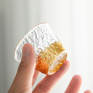 白酒杯子家用小号一两烈酒U杯温酒壶清酒壶 轻奢金箔玻璃酒具套装