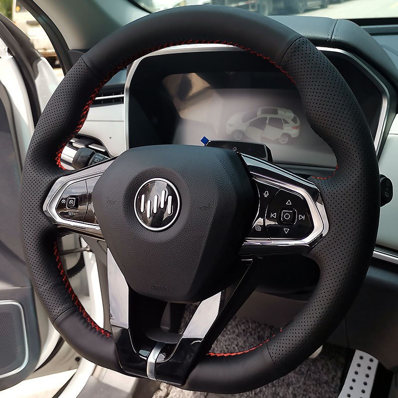 2021款威马W6专用手缝方向盘套 E.5 EX5 EX6四季把套改.装橘色内