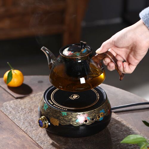 中式家用耐高温玻k璃茶壶圆形电陶炉室内全套煮茶器电热煮茶炉茶