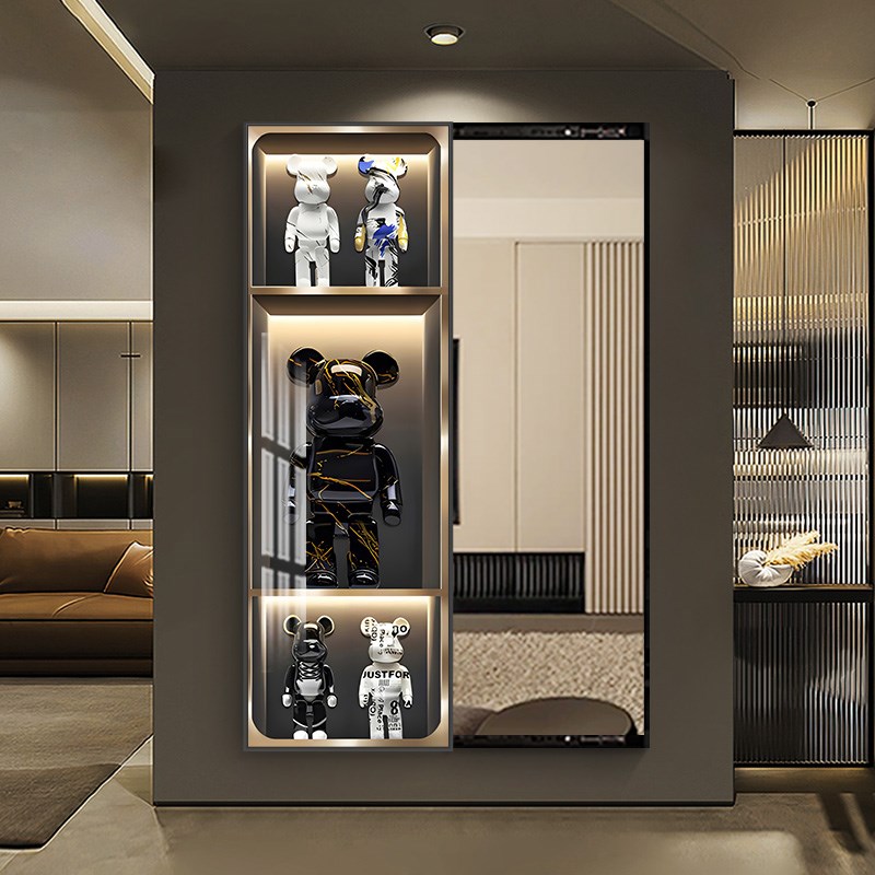 kaws推拉隐藏式全身镜挂u画隐形穿衣镜装饰画带镜子画可遮挡玄关