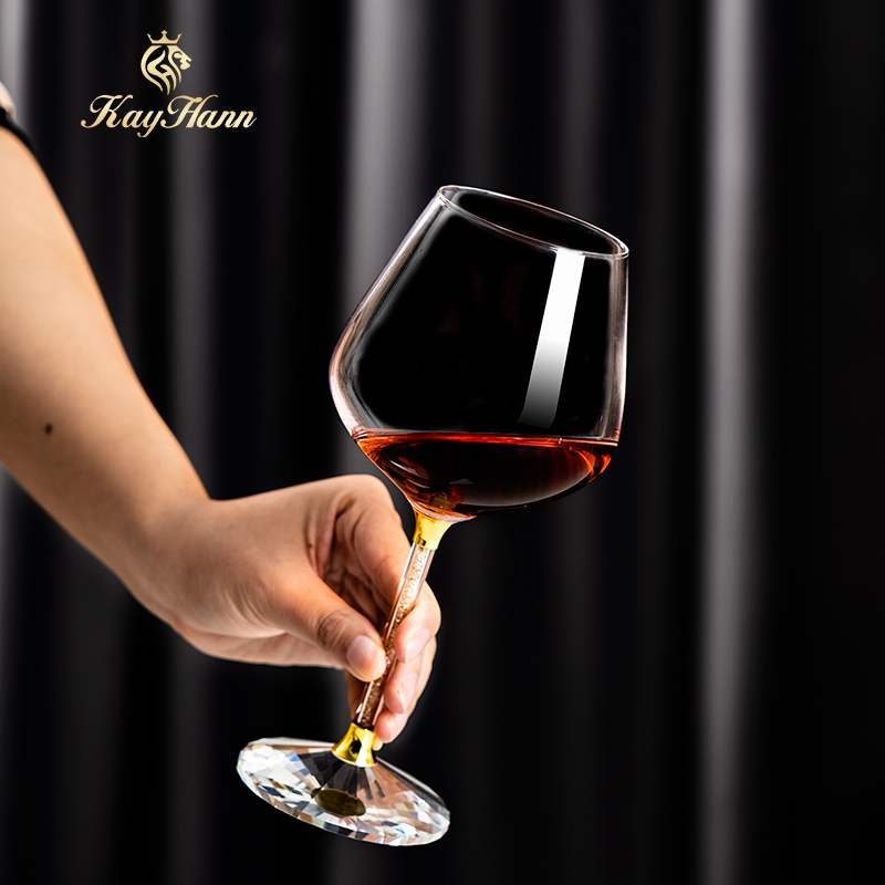 金色轻奢勃艮第醒酒器套装v高档水晶红酒杯葡萄分酒器杯架一体家