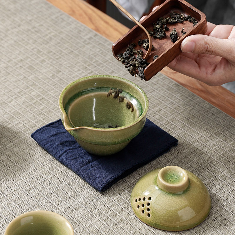 旅行茶具便e携式快客杯户外喝茶装备随车露营哥窑一壶三杯泡茶套