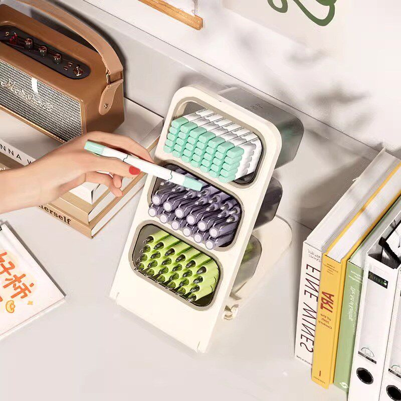 桌面收纳盒学生斜插笔筒文具大容量多功能办公室工位置物架X分类