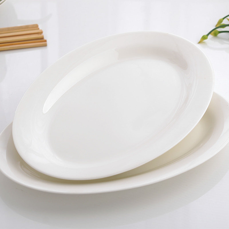 12英寸b白骨瓷长盘子大号椭圆形蒸烤盘盘子可微波餐具鱼盘