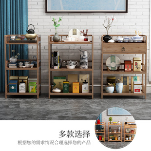 茶架子置物架实木茶叶收纳柜客厅小型博古架茶室茶具架茶叶展示柜