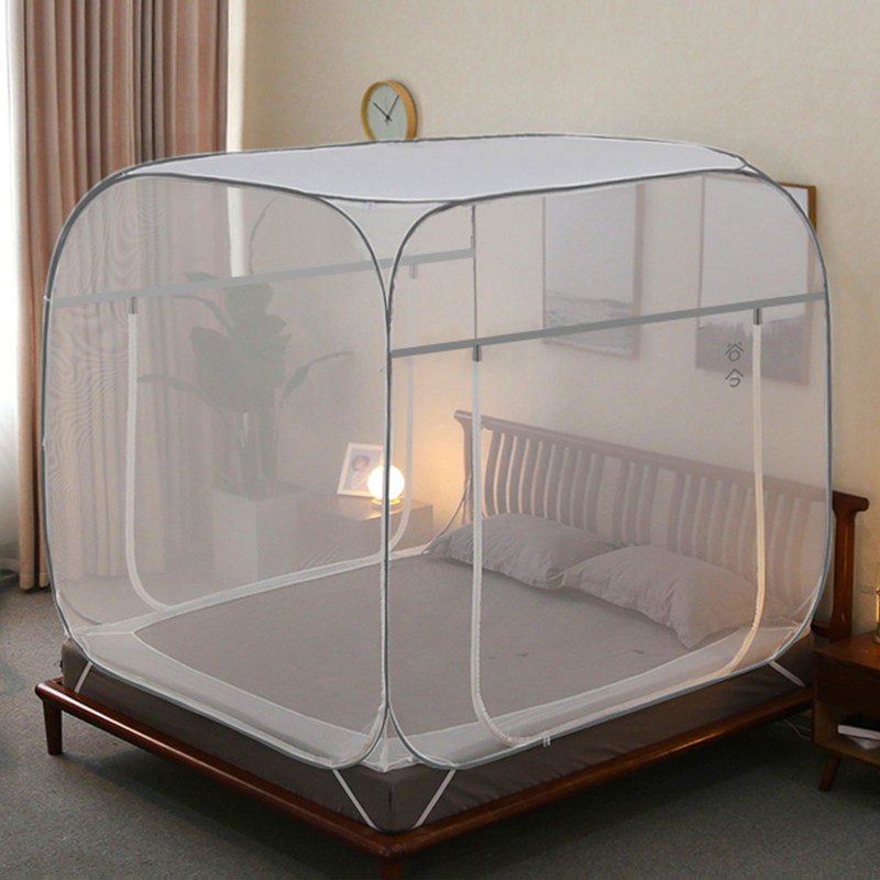 2022谷今新款高档免安装蒙古包蚊帐家用加密可折叠加厚拉链三开门