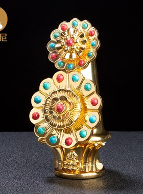 小沙尼西藏用品八供朵玛食子酥油花彩珠合金摆件工艺品花果大号