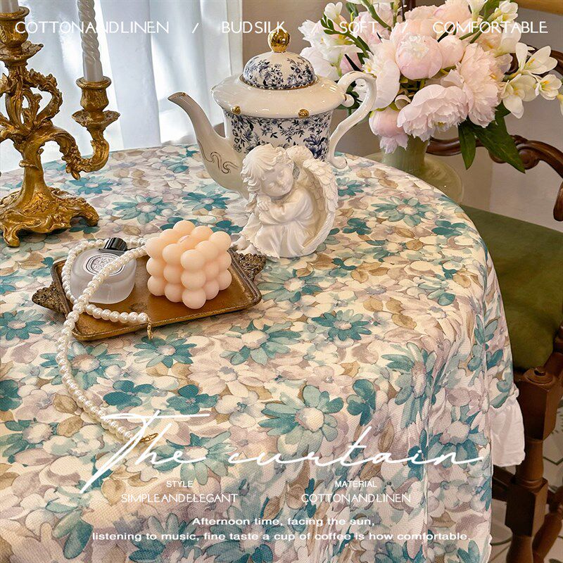 美式乡村复古法式浪漫油画风长方形桌布茶几餐桌布甜品台布盖巾布