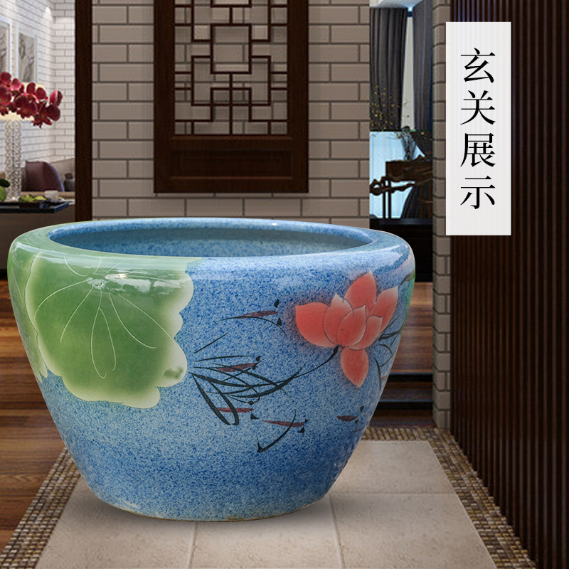 景德镇陶瓷鱼缸裸缸大水缸特大号老式庭院大缸养荷花盆缸睡莲盆缸