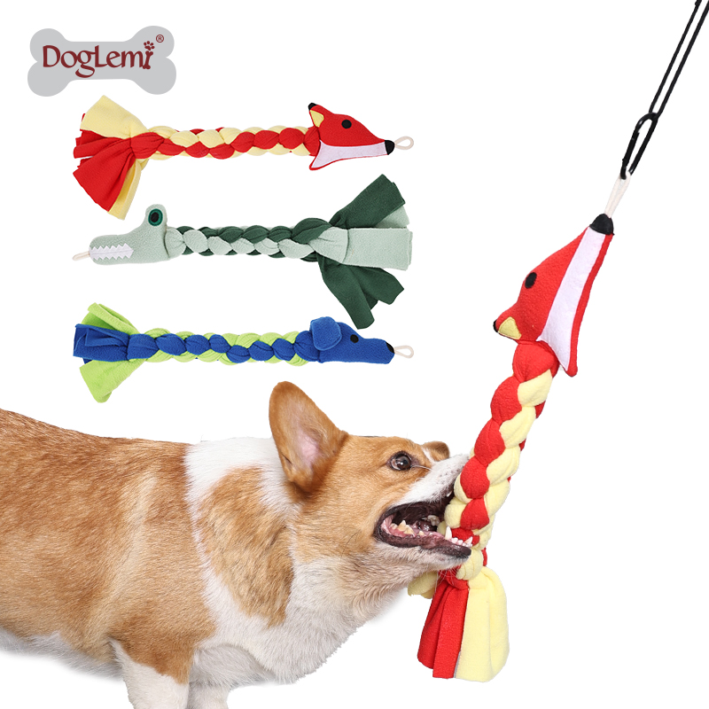 doglemi动物手工编织藏食狗玩具辫子嗅闻玩具益智磨消耗体力玩具