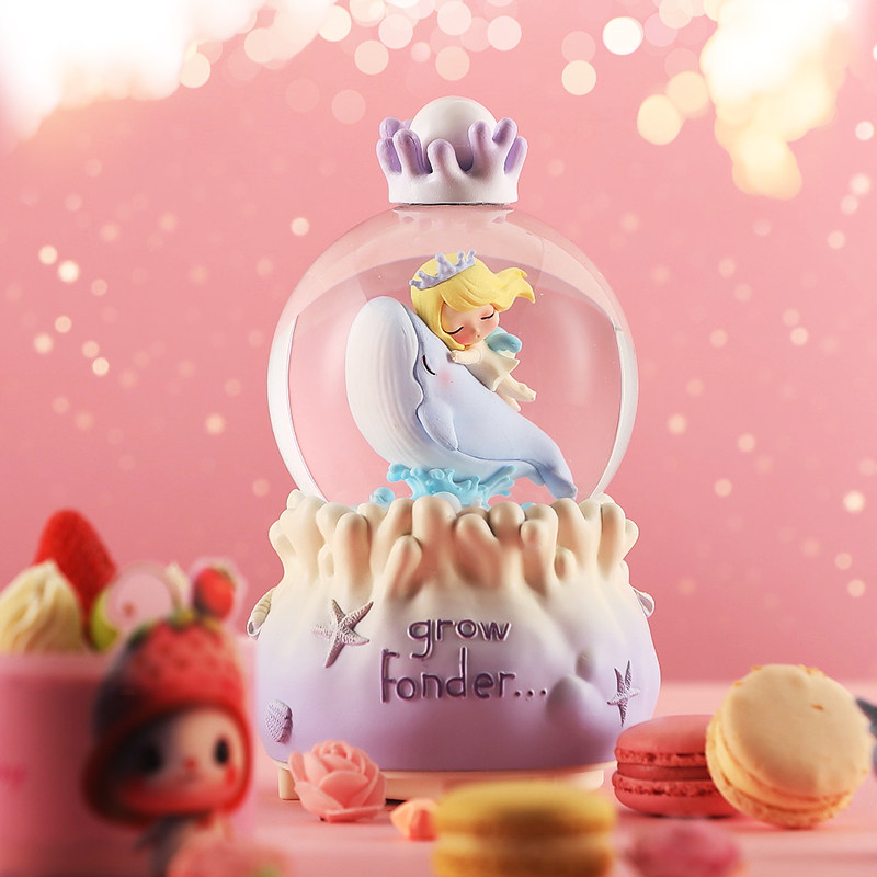 音乐盒八音盒水晶球可旋转木马飘雪花小公主儿童女生男孩生日礼物