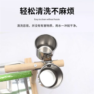 鸟用品喂食器不锈钢夹杯装水装饲料盒子八哥鸟食杯鹦鹉食罐下料器