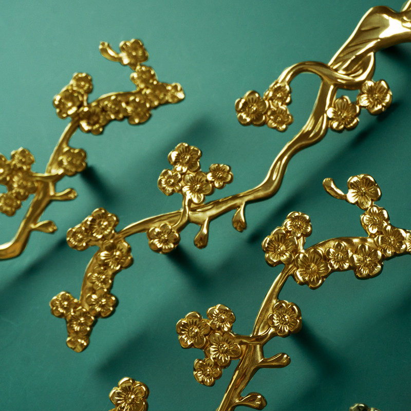 黄铜梅花枝橱柜门拉手厨门新中式轻奢北欧金色简约抽屉把手,基础建材,小拉手,淘宝优惠券,粉丝福利购,淘宝优惠卷