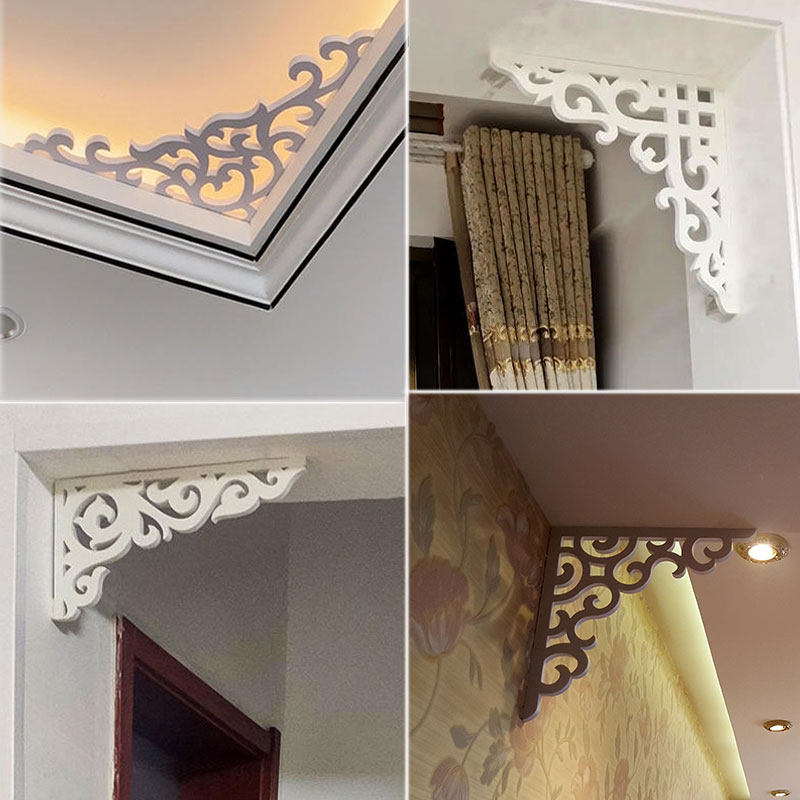 木雕角花装饰中式框架吊顶门洞转角对角贴花窗户框架pvc雕刻定制
