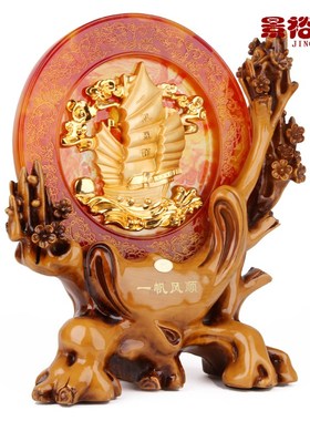 一帆风顺船摆件家庭室内客厅电视柜酒柜玄关装饰品工艺品家居摆设