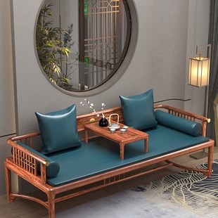 乌金木新中式罗汉床实木沙发床椅榻小户型轻奢茶桌椅组合家具定制