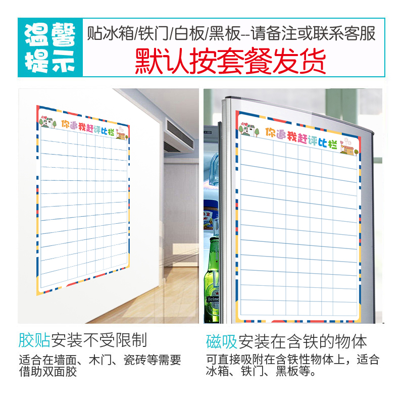 2020定制评比栏墙贴幼儿园教学计划表儿童积分表可擦写白板墙磁贴