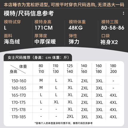 轩靓睡袍女秋冬季加绒加厚长袖海岛绒睡衣珊瑚绒浴袍春秋款家居服