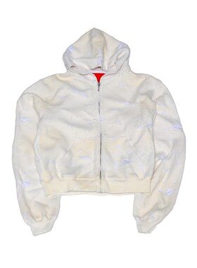 4Tra 24AW 全破坏烟熏拉链卫衣 合身做旧开衫外套