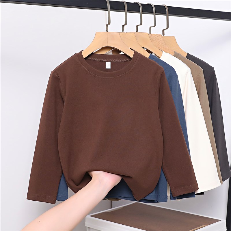 乖纯童装男童t恤长袖儿童秋冬装德绒保暖打底衫女童百搭上衣圆领