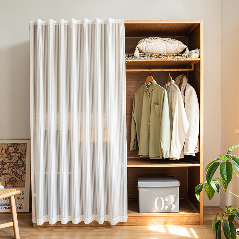 书柜书架防尘衣柜杂物遮丑储物帘子柜子遮挡帘魔术贴柜门自粘窗帘