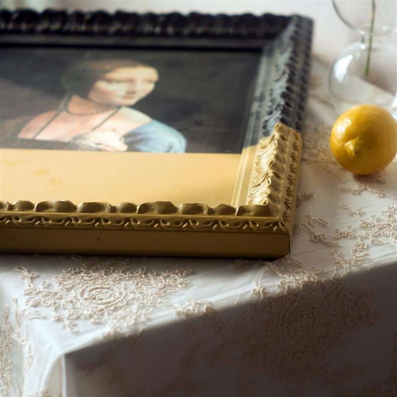 姜黄色手工上漆画油漆画复古欧式风景人物卧室客厅装饰画挂画