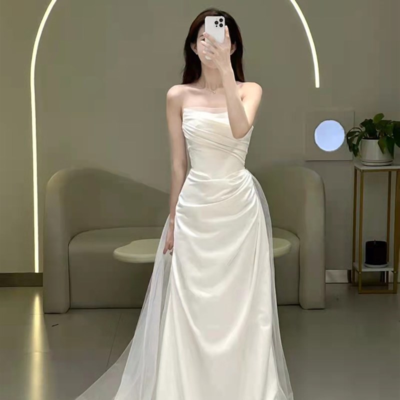 梵娜仙衣法式缎面长袖婚纱2024新款鱼尾新娘小个子简约出门纱礼服