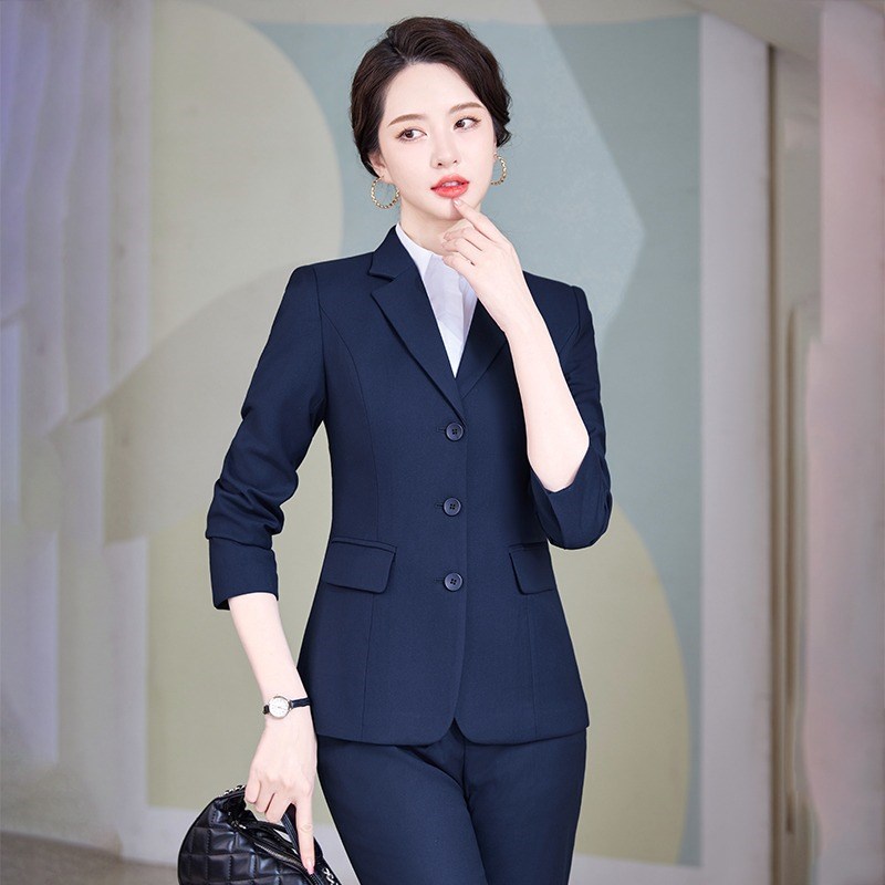 职业西装外套女套装春秋新款工作服西服工装公务员大码气质女装黑