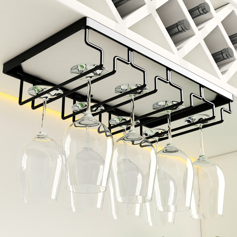 黑色304不锈钢红酒杯架家用高脚杯架悬挂酒架子酒柜倒葡萄酒挂架