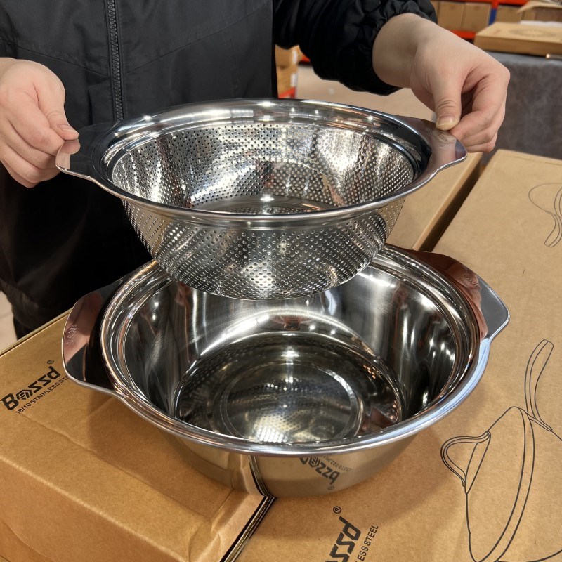 304不锈钢g盆子套装加厚家用 厨房淘米筛洗菜盆沥水篮漏汤盆水果