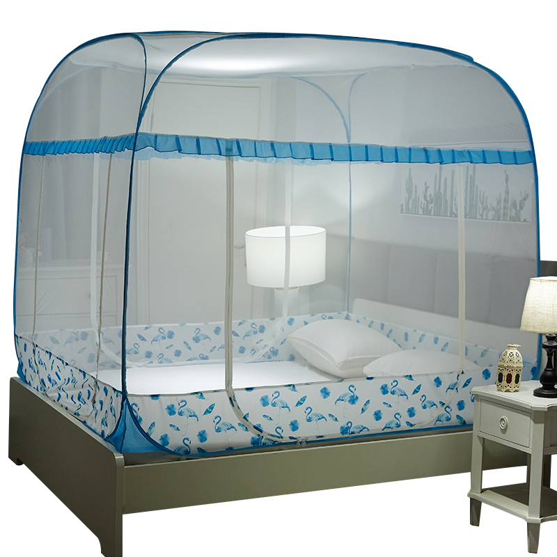 蚊帐2019年新款家用蒙古包1.2/1.5米1.8m床免安装1.X35米纹帐无底