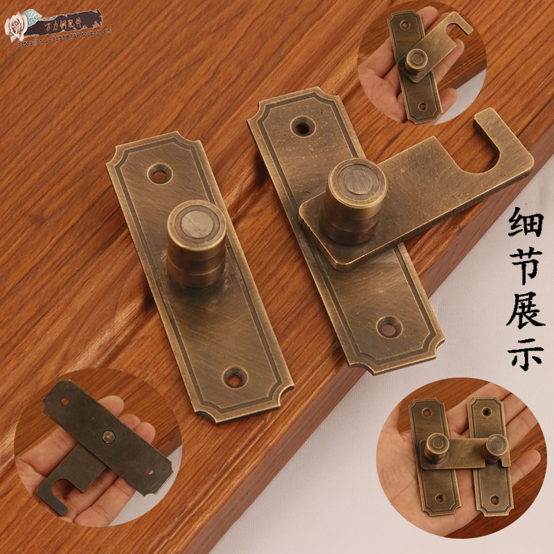 木门门栓插销化妆室反锁扣平开门门锁门J扣移门拉门窗纯铜锁门闩
