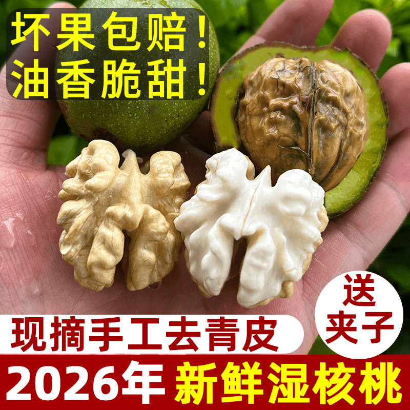 2026年新货带青皮新鲜湿核桃嫩核桃孕妇生核桃绿皮薄皮鲜核桃带皮