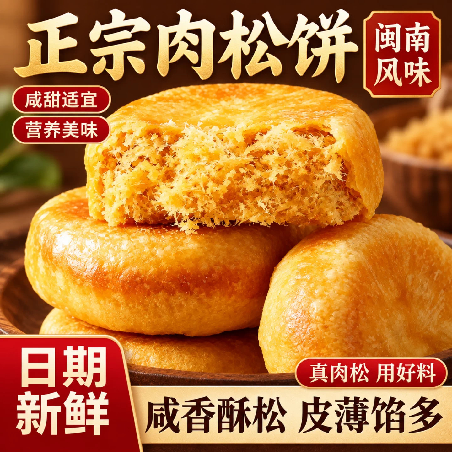 金丝肉松饼整箱糕点早餐面包解馋充饥零食品宿舍点心官方旗舰店