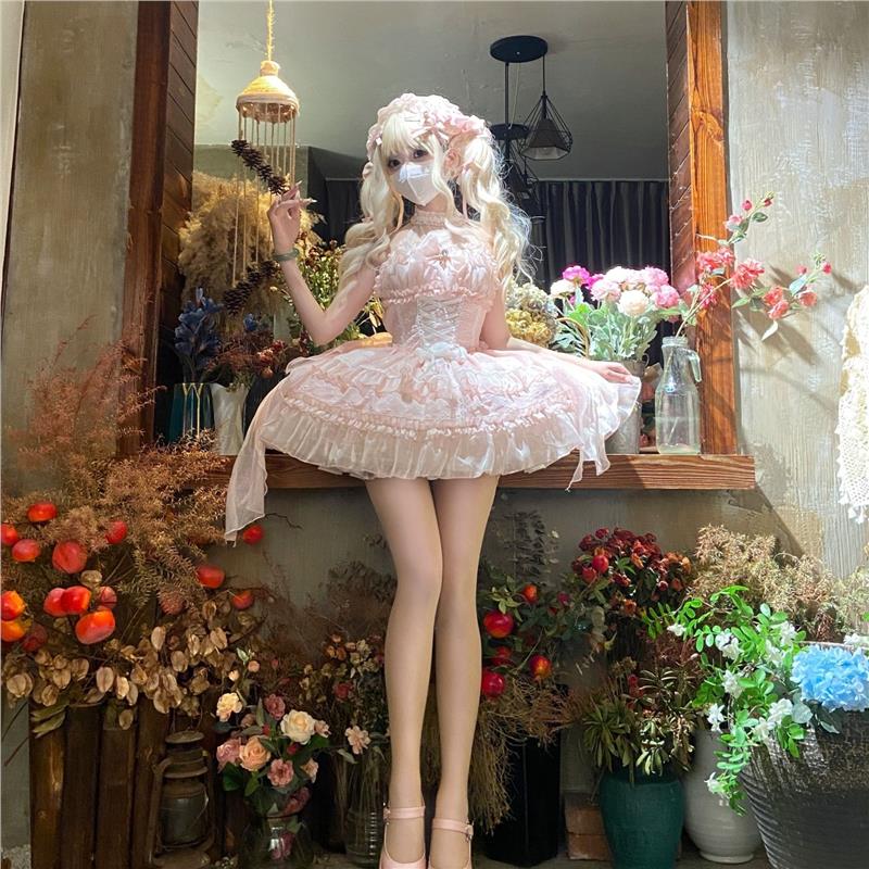 ~白糖少女原创设计新品Lolita洋装挂脖连衣裙夏天装