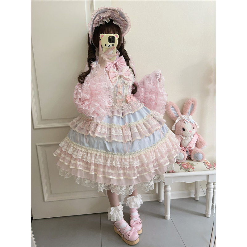 ~原创设计Lolita洋装doll感jsk吊带连衣裙夏季