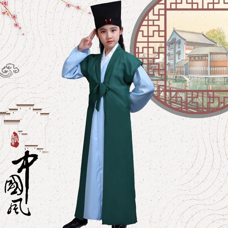 现货国学a服男女童三字经表演服儿童童
