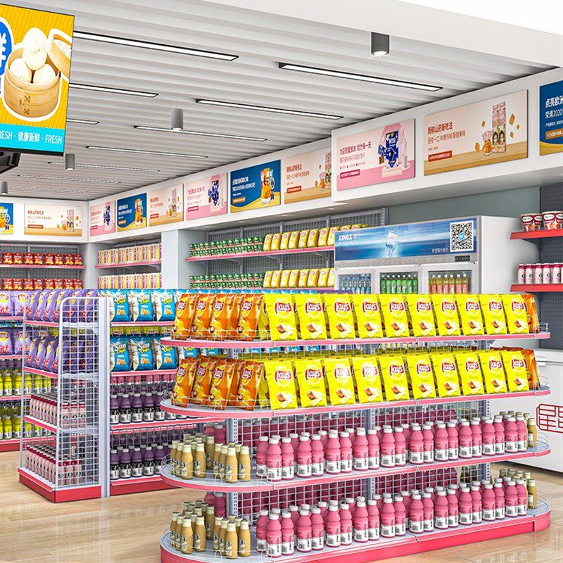 现货速发超市货架展示架便利店零食药店文具商店小卖部渔具单双面