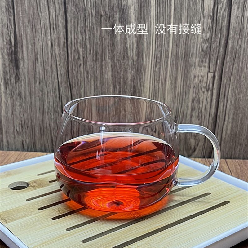 现货速发可批玻璃杯子透明家用带盖茶杯耐热防爆圆肚花茶杯大肚耐