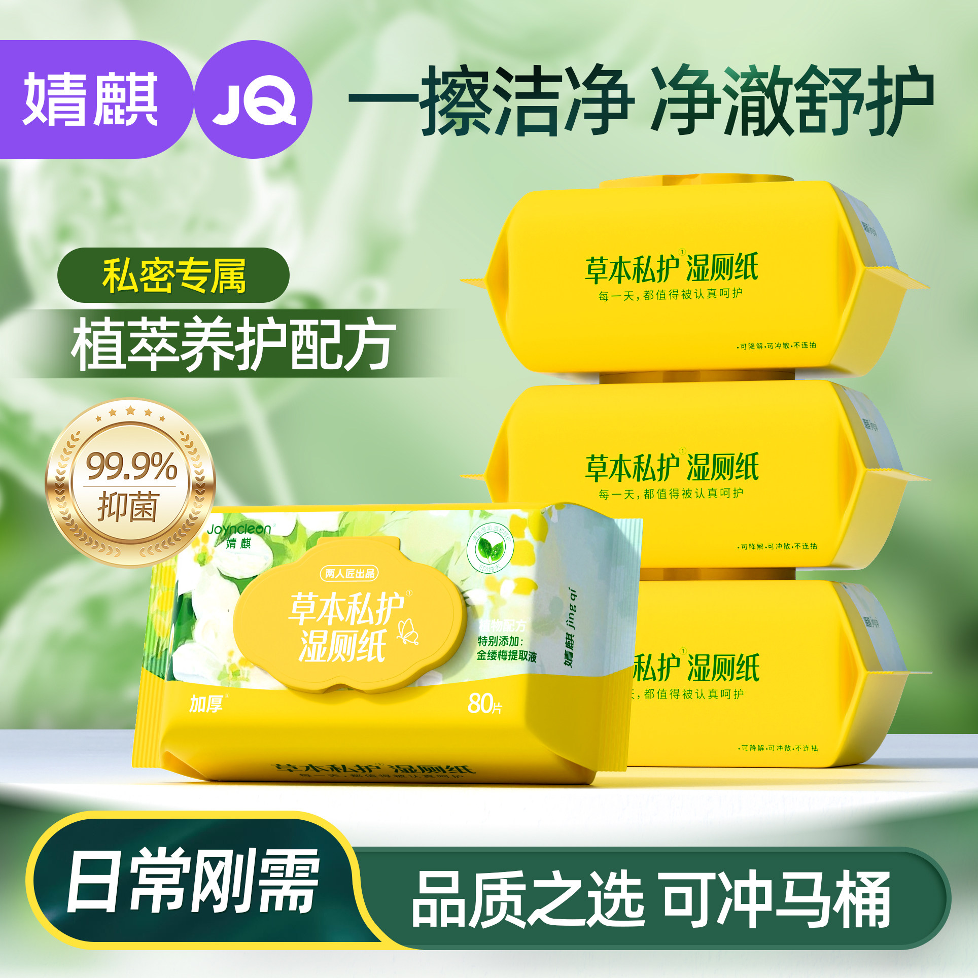婧麒湿厕纸男女士专用洁厕厕所湿纸巾家庭用孕妇私处擦屁股实惠装