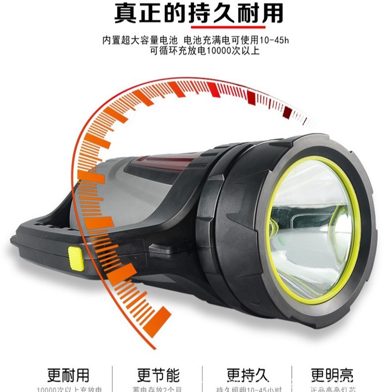 速发手电筒户外强光大功率巡逻应急手探提照灯充手带侧灯电电