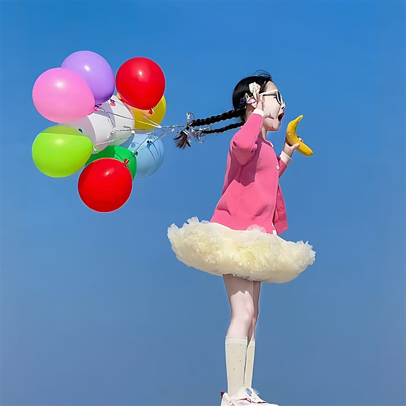 速发春日儿童拍照多巴胺生命力气球踏青户外氛围感场景布置出片小