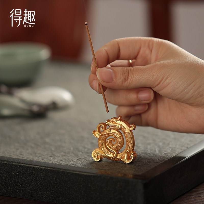 速发中国风文创盘龙香插香座檀香线香炉家用香薰炉茶道摆件小号沉