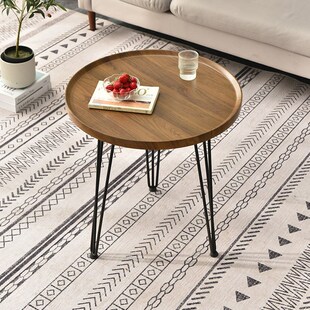 速发轻奢双卧床纹茶几客厅家用简易圆形小桌子层室木头柜角几