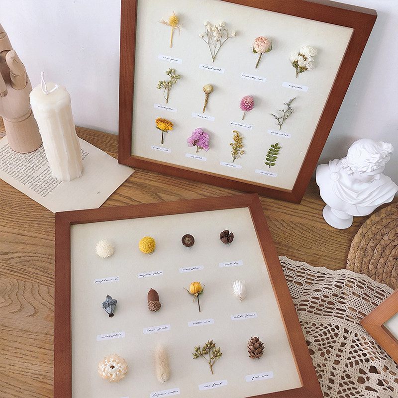 速发干花植物花卉标本相框摆台复居装饰画背景墙挂画永生花成品