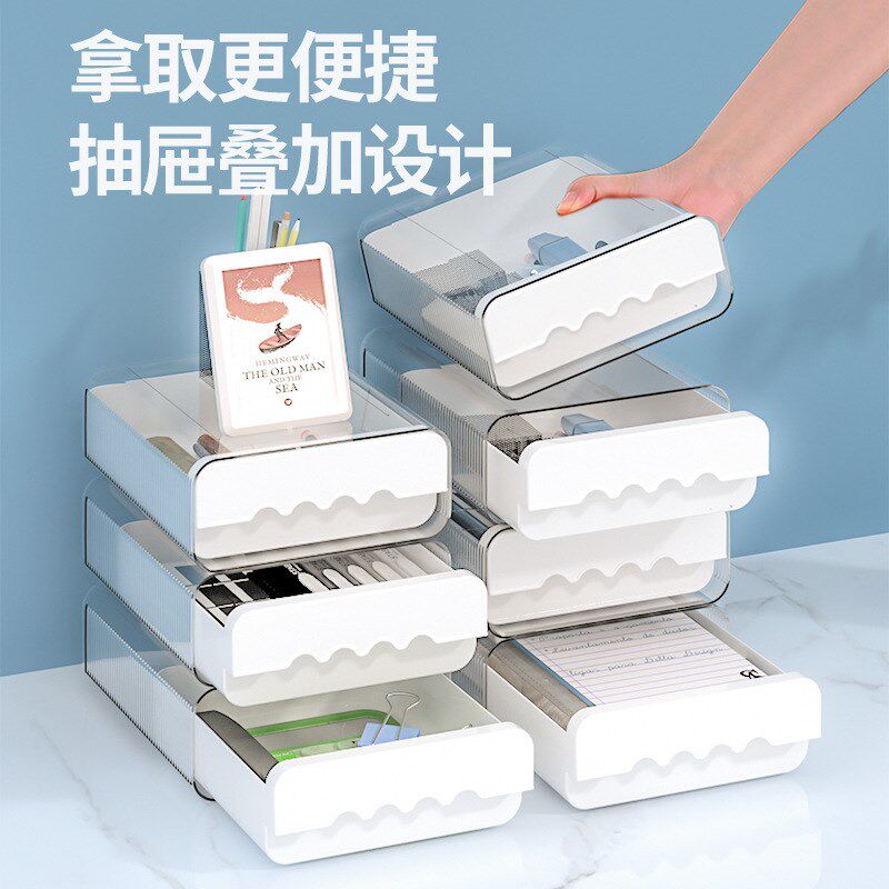速发抽屉式桌面收纳盒办公室物储小盒子多功能整理神器文物杂具置