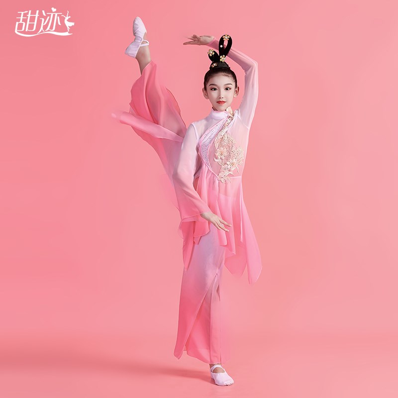 速发儿童古典舞演出服新款飘逸扇子舞表演服中国风舞蹈服童古风纱