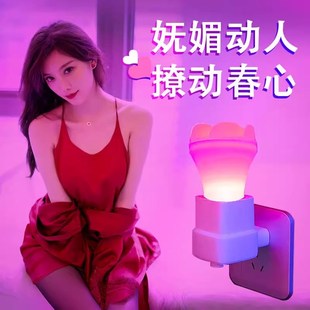 速发玫瑰小夜灯带妻蓝插电紫色关背景灯夫开情侣浪漫氛围情调